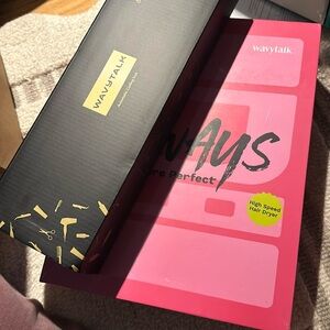 Wavytalk 2pc set- high speed hair dryer black + automatic curling iron pink